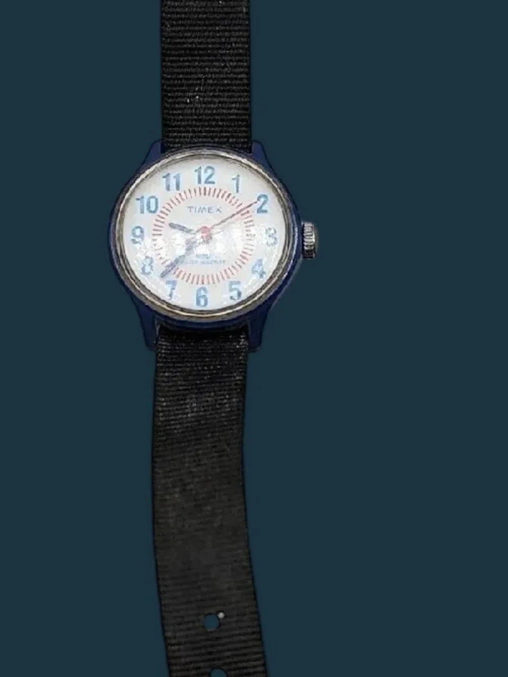 Vintage 1980s Timex Fun Timers Blue Mechanical Watch 25mm 7
